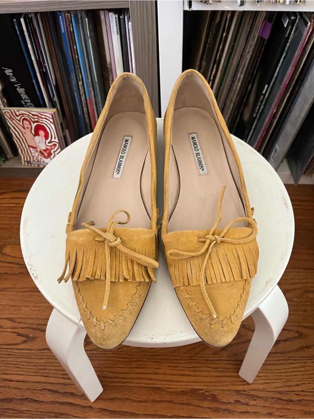 Manolo Blahnik Mustard Suede Flats 39.5